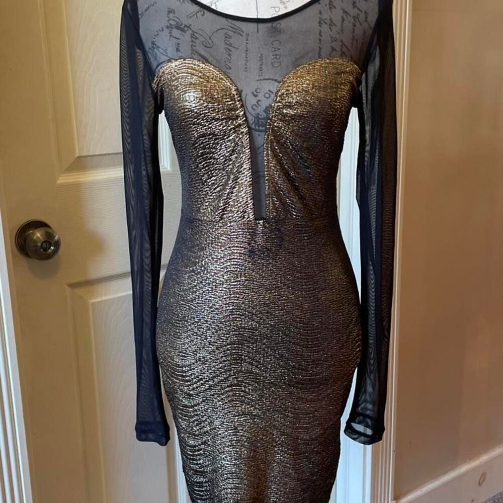 Forever-21 Women's Gold and Black Dress